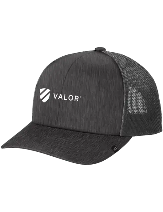 TravisMathew Very Dark Grey Heather Cruz Trucker Cap w/Valor Logo