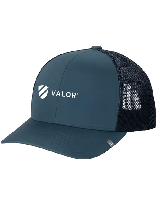 TravisMathew Dark Slate Blue Cruz Trucker Cap w/Valor Logo
