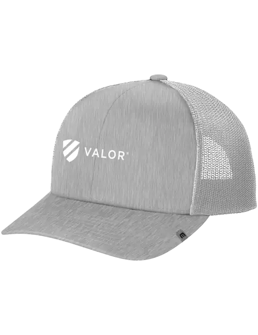 TravisMathew Light Medium Grey Heather Cruz Trucker Cap w/Valor Logo