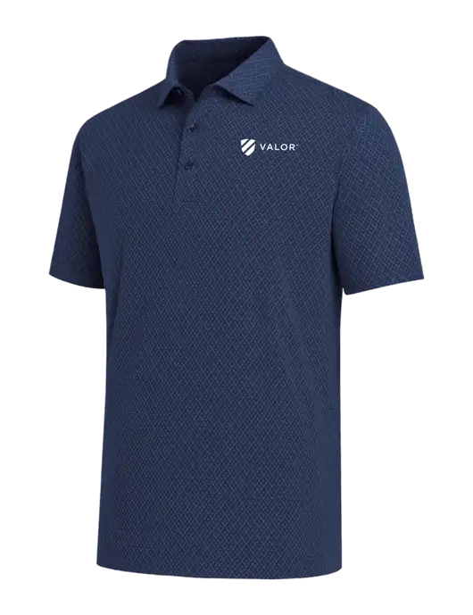 Callaway All-Over Stitched Dark Navy Chev Polo  w/Valor Logo