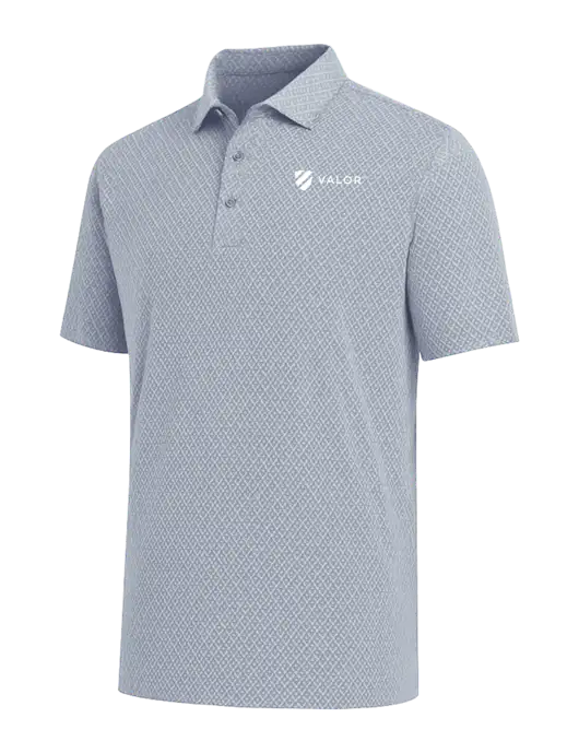 Callaway All-Over Stitched Medium Grey Chev Polo  w/Valor Logo