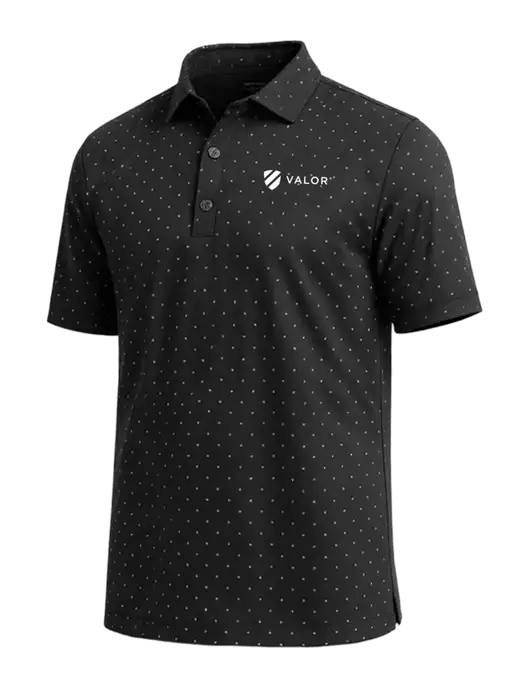 Callaway Micro Chev Black Print Polo w/Valor Logo