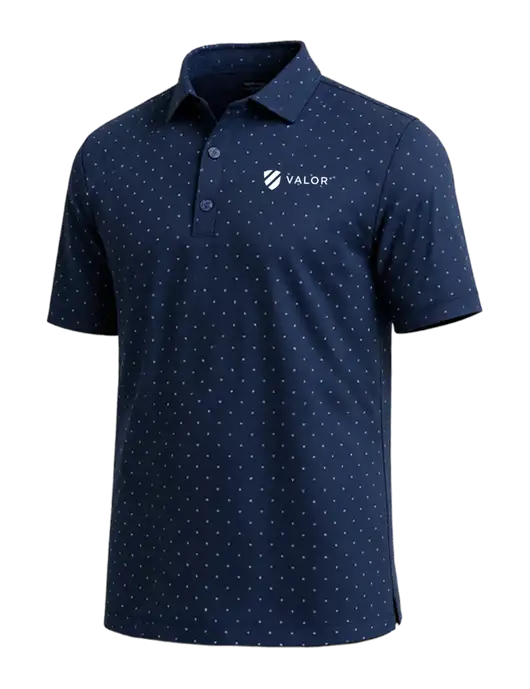 Callaway Micro Chev Dark Navy Print Polo w/Valor Logo