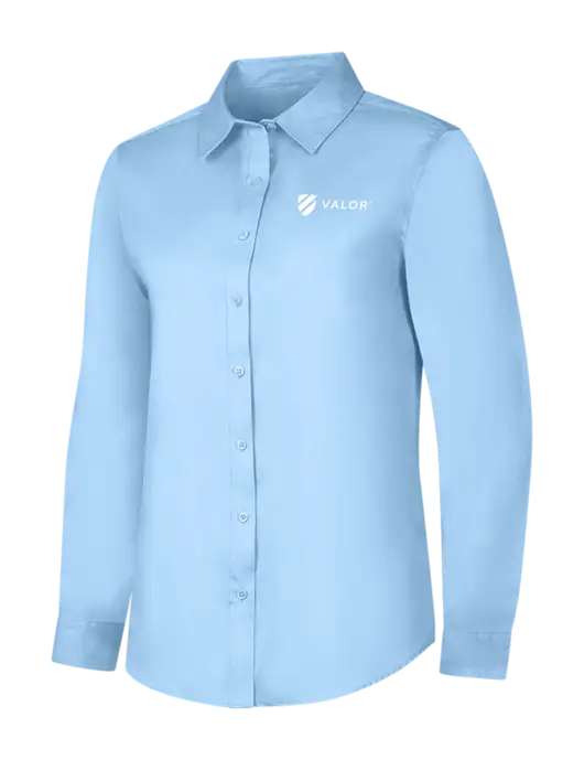 Womens Light Blue Long Sleeve Superpro React Twill Shirt w/Valor Logo