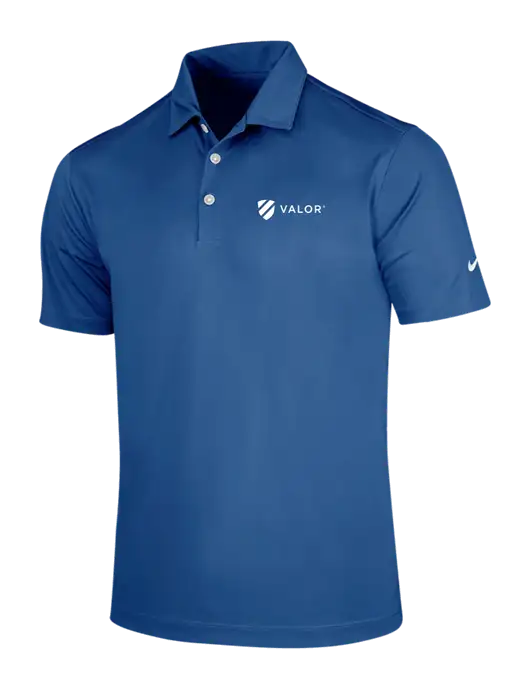 NIKE Dark Royal Dri-Fit Vertical Mesh Polo w/Valor Logo