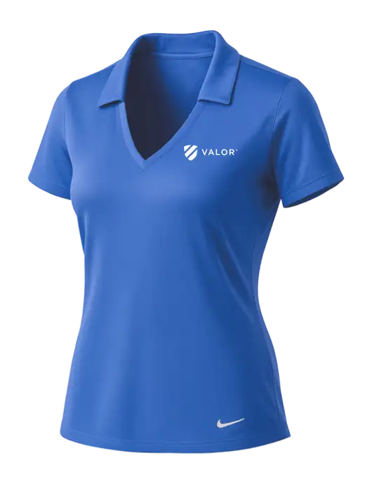 NIKE Light Royal Womens Dri-Fit Vertical Mesh Polo w/Valor Logo