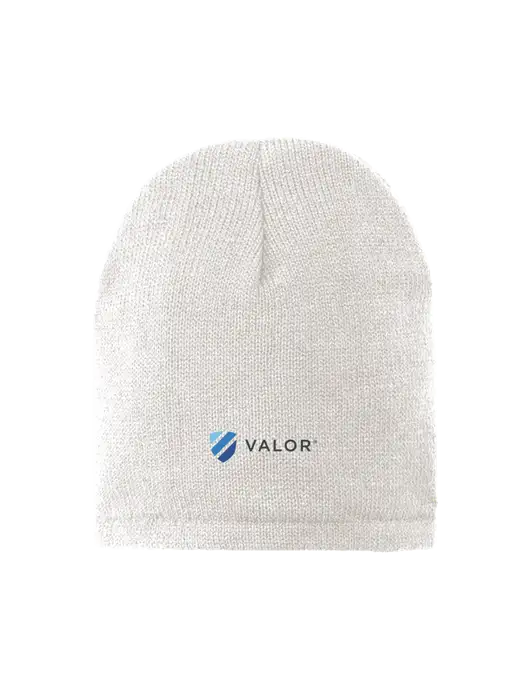 White Fleece-Lined Beanie Cap w/Valor Logo