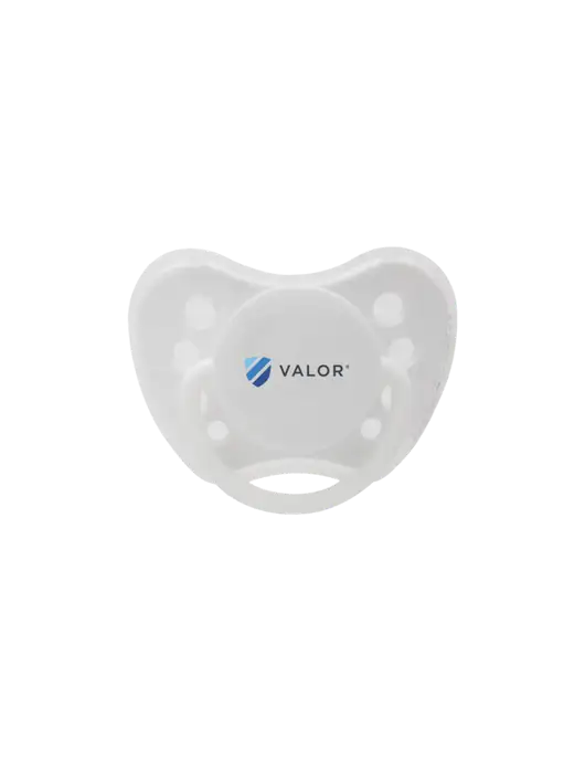 Silicone White Pacifier with Clear Cover w/Valor Logo