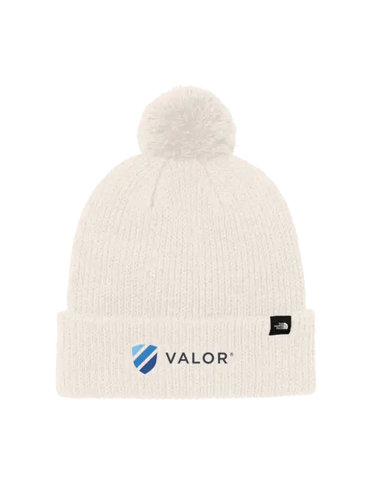 The North Face Ivory Pom Beanie w/Valor Logo