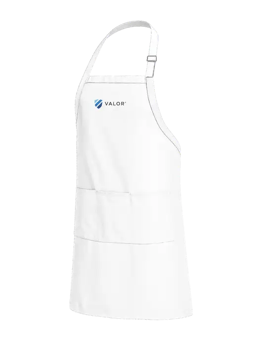 Easy Care Extra Long Bib White Apron with Stain Release w/Valor Logo