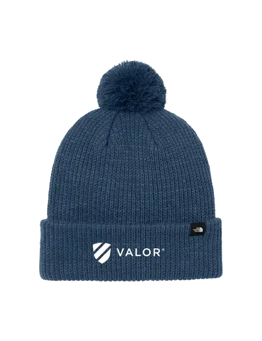 The North Face Light Navy Pom Beanie w/Valor Logo