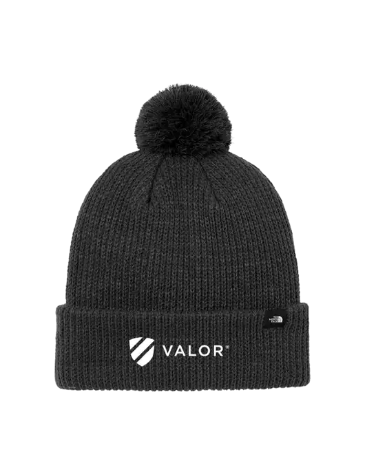 The North Face Black Heather Pom Beanie w/Valor Logo