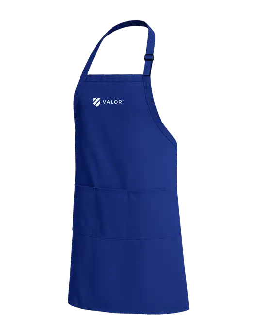 Easy Care Extra Long Bib Dark Royal Apron with Stain Release w/Valor Logo
