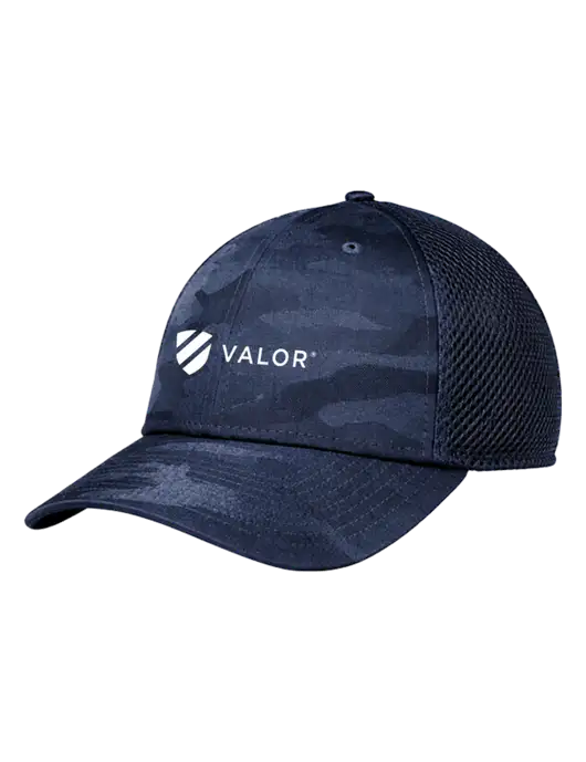 New Era Tonal Navy Camo Stretch Tech Mesh Cap w/Valor Logo
