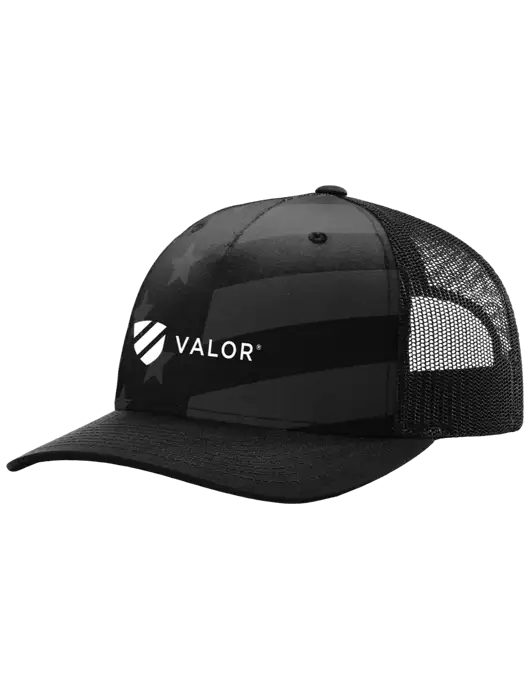Richardson Five Panel Stars and Stripes Trucker Cap w/Valor Logo