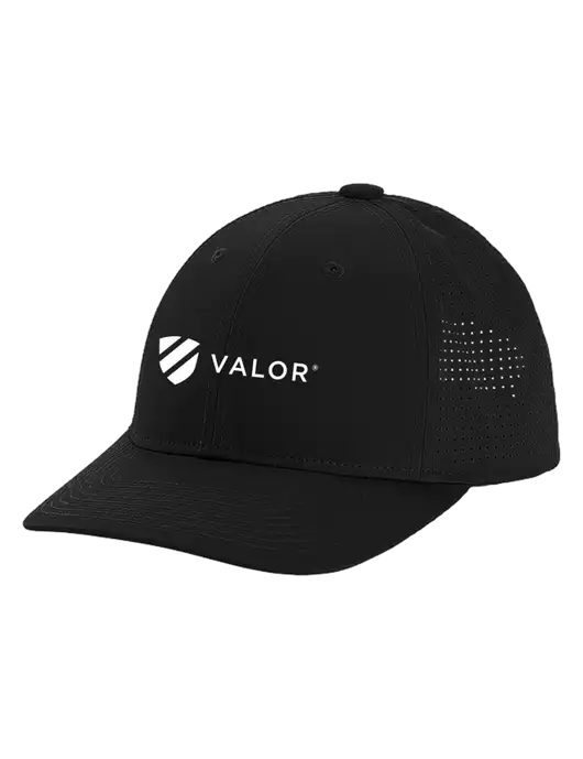 Pro-Cut Structured Snapback with Pinhole Mesh Black Cap w/Valor Logo